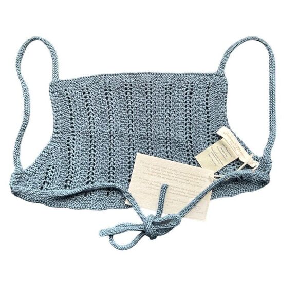 NWT Savannah Morrow Mirana Crop Top Pima Cotton Knit Bralette in Cay Blue XS/S - Picture 3 of 4